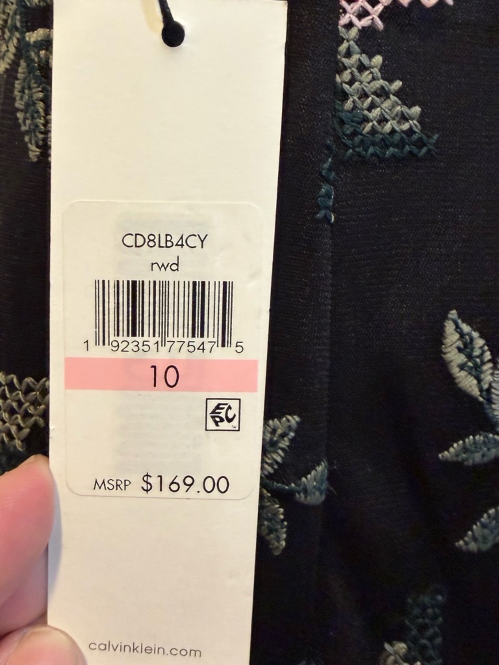Calvin Klein NWT Black Floral Embroidered Cocktail Dress Size 10 - Picture 12 of 13